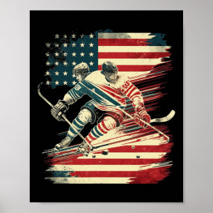 Hockey American Flag Patriotic USA Poster
