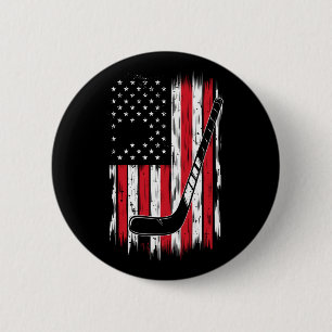 Hockey American Flag Sports Retro Vintage Ronde Button 5,7 Cm