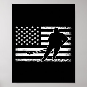 Hockey American USA Flag Ice Hockey Player Mannen Poster