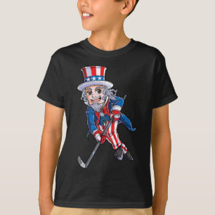 Hockey Amerikaanse Vlag 4 juli Kinder Jongens Oom T-shirt