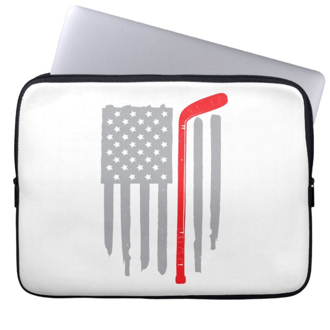 Hockey Amerikaanse vlag Laptop Sleeve (Voorkant)