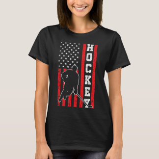 Hockey Amerikaanse Vlag Mannen Jongens 4th of July T-shirt