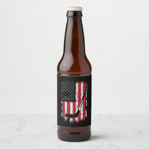 Hockey Amerikaanse Vlag Sport Retro Vintage Bier Etiket