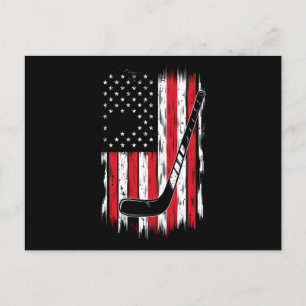 Hockey Amerikaanse Vlag Sport Retro Vintage Briefkaart