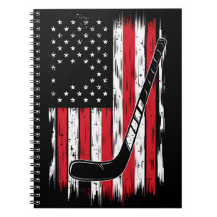 Hockey Amerikaanse Vlag Sport Retro Vintage Notitieboek