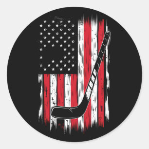 Hockey Amerikaanse Vlag Sport Retro Vintage Ronde Sticker
