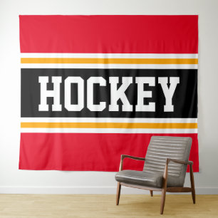 HOCKEY Athletic Helder Rood Zwart Geel Strepen Wandkleed