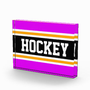 HOCKEY Athletic Heldere Roze Zwart Gele Strepen Fotoblokken