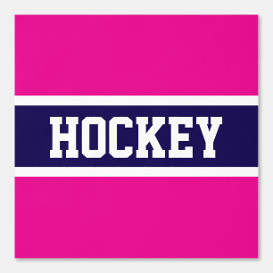 HOCKEY Athletic Hot Pink Navy Blauw Witte Strepen Behang
