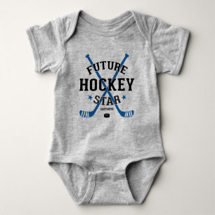 Hockey Baby Future Hockey Star Blue Sticks Puck Romper