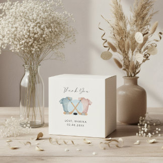 Hockey baby shower, ice hockey gender reveal, bedankdoosjes