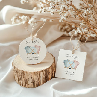 Hockey baby shower, ijshockey geslacht onthulling, bedankjes labels