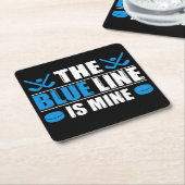 Hockey Blue Line Vierkante Kartonnen Onderzetter (Schuin)