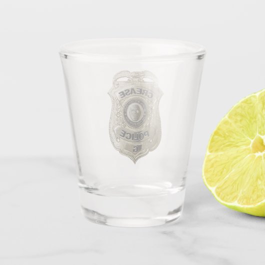 Hockey Caling Police Shot Glass Shot Glas (Achterkant)