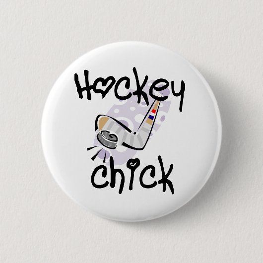 Hockey Chick T-shirts en cadeautjes Ronde Button 5,7 Cm (Voorkant)