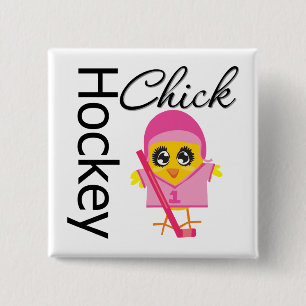 Hockey Chick Vierkante Button 5,1 Cm