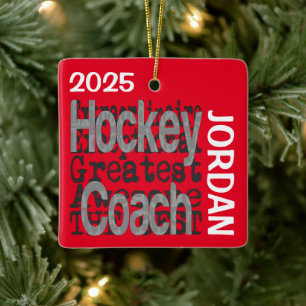 Hockey Coach Extraordinaire CUSTOM Keramisch Ornament