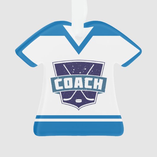 Hockey Coach Name & Number Jersey Ornament (voorkant)