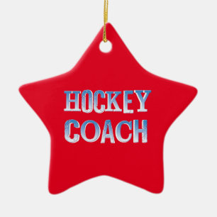 Hockey Coach Ruw Blauw Tekst Keramisch Ornament