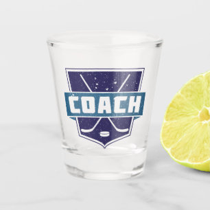 Hockey Coach, Shield, Blue, Shot Glas