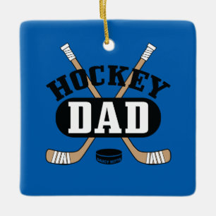 Hockey Dad Hockey Sticks and Puck Blue Keramisch Ornament