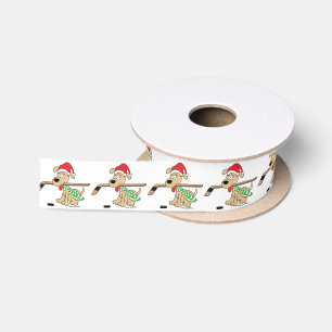 Hockey Dog kerstsatin Ribbon Lint