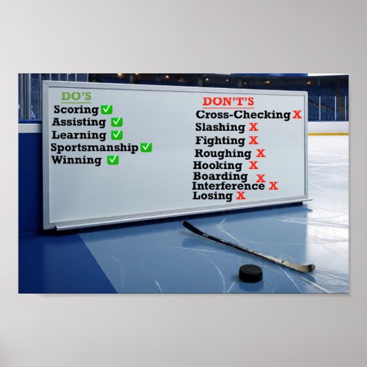 Hockey Do's and Don'ts Whiteboard Poster (Voorkant)