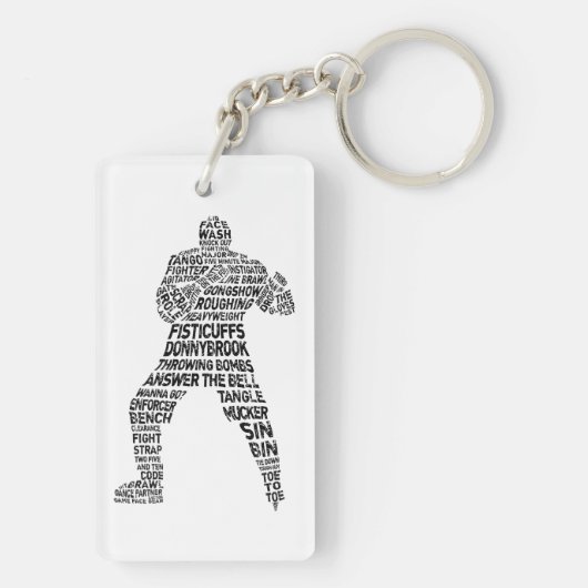 Hockey Enforcer Word Art Sleutelhanger (achterkant)