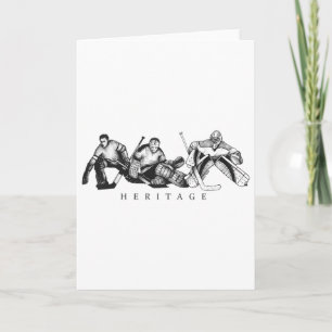 Hockey-erfgoed vintage tot moderne doelman-hommage kaart