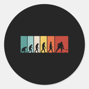Hockey Evolution Retro IJshockeyspeler Mannen Jong Ronde Sticker