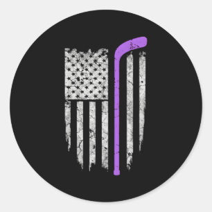 Hockey Fight Kanker Amerikaanse vlag Ronde Sticker