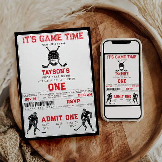 Hockey First Year Down – 1st Birthday Kaart