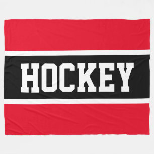 HOCKEY Fun Athletic Helder Rood Wit Zwart Strepen Fleece Deken