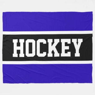 HOCKEY Fun Athletic Royal Blauw Zwart Wit Strepen Fleece Deken