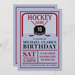 Hockey Game, Net Puck and Sticks, Birthday Party Kaart