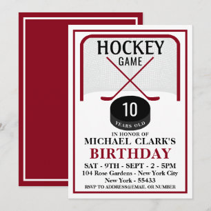 Hockey Game, Net Puck and Sticks, Birthday Party Kaart