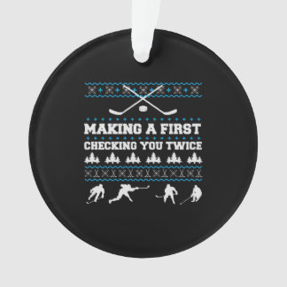 Hockey Gift Kerstmis Lelijke Kerst Sweatshirt Spor Ornament