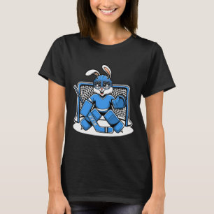Hockey Goalie Bunny Blauwe Netpads Stok Helm T-shirt