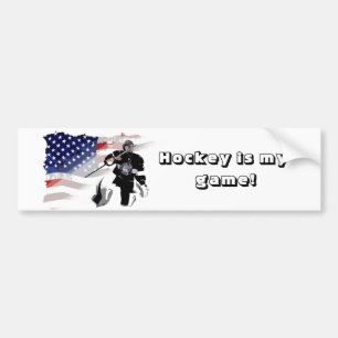 Hockey Goalie en US Flag Car Bumpersticker
