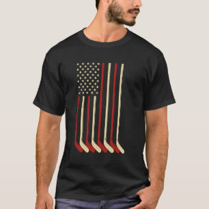 Hockey Goalie Gift USA Vlag Hockey Stick Ice Hocke T-shirt