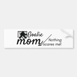 Hockey Goalie mam bumper sticker niet bang wit