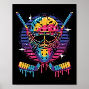 Hockey Goalie Mask Druppelende Verf Vaporwave Drip Poster