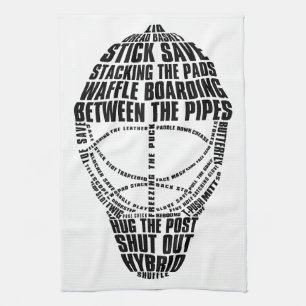 Hockey Goalie Mask Typography Kitchen Towel Theedoek