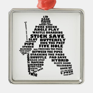 Hockey Goalie Text Art Metalen Ornament