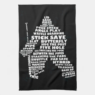 Hockey Goalie Typographie Serviette de cuisine