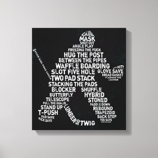 Hockey Goalie Typography Art Canvas Print (Voorkant)