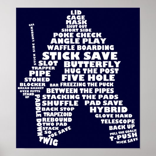 Hockey Goalie Typography Poster (Voorkant)
