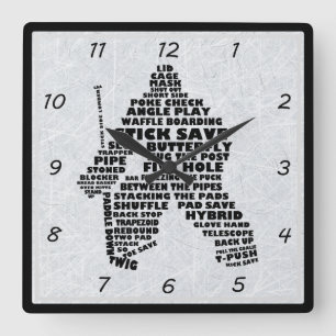 Hockey Goalie Typography Wall Clock Vierkante Klok