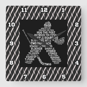Hockey Goalie Typography Wall Clock Vierkante Klok