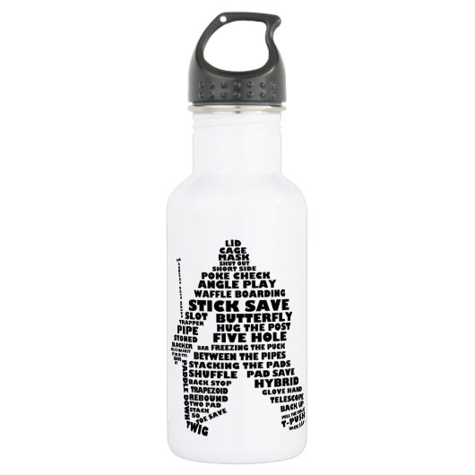 Hockey Goalie Typography Waterfles (Voorkant)